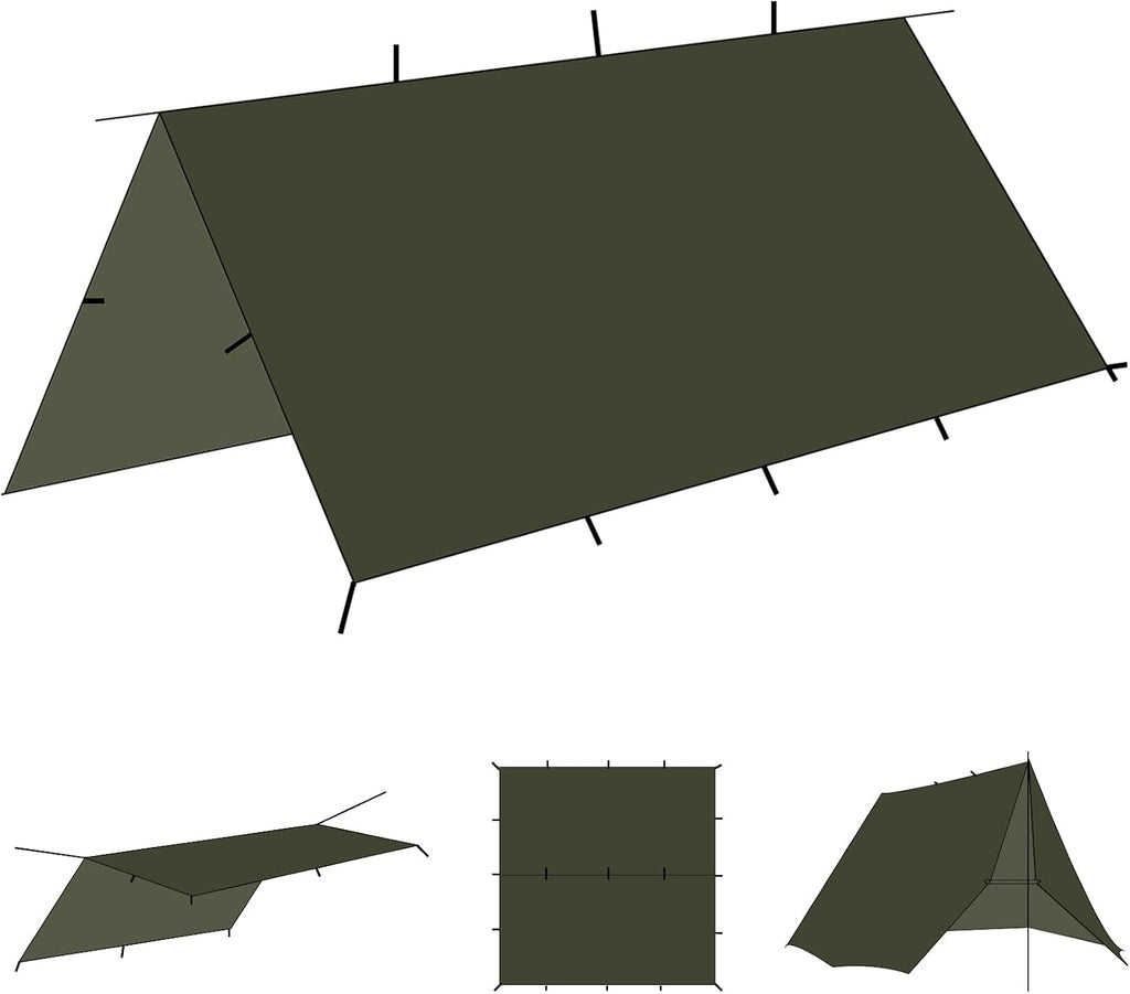 Onewind 10×10ft Waterproof Camping Tarp, Ultralight Silnylon Tarp Shelter