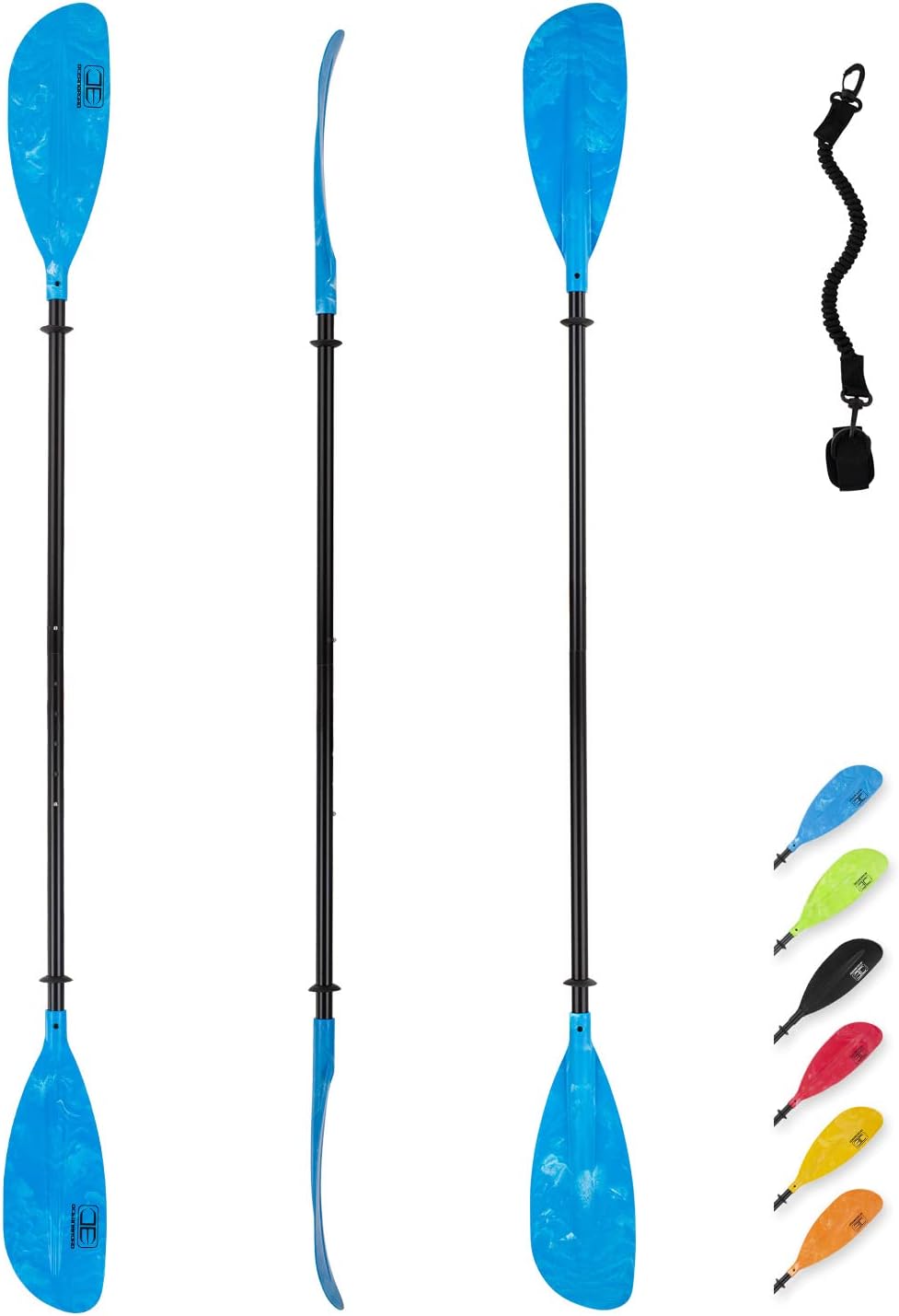 OCEANBROAD Adjustable Kayak Paddle 86in/220cm to 94in/240cm Kayaking Boating Canoeing Oar with Paddle Leash 1 Paddle