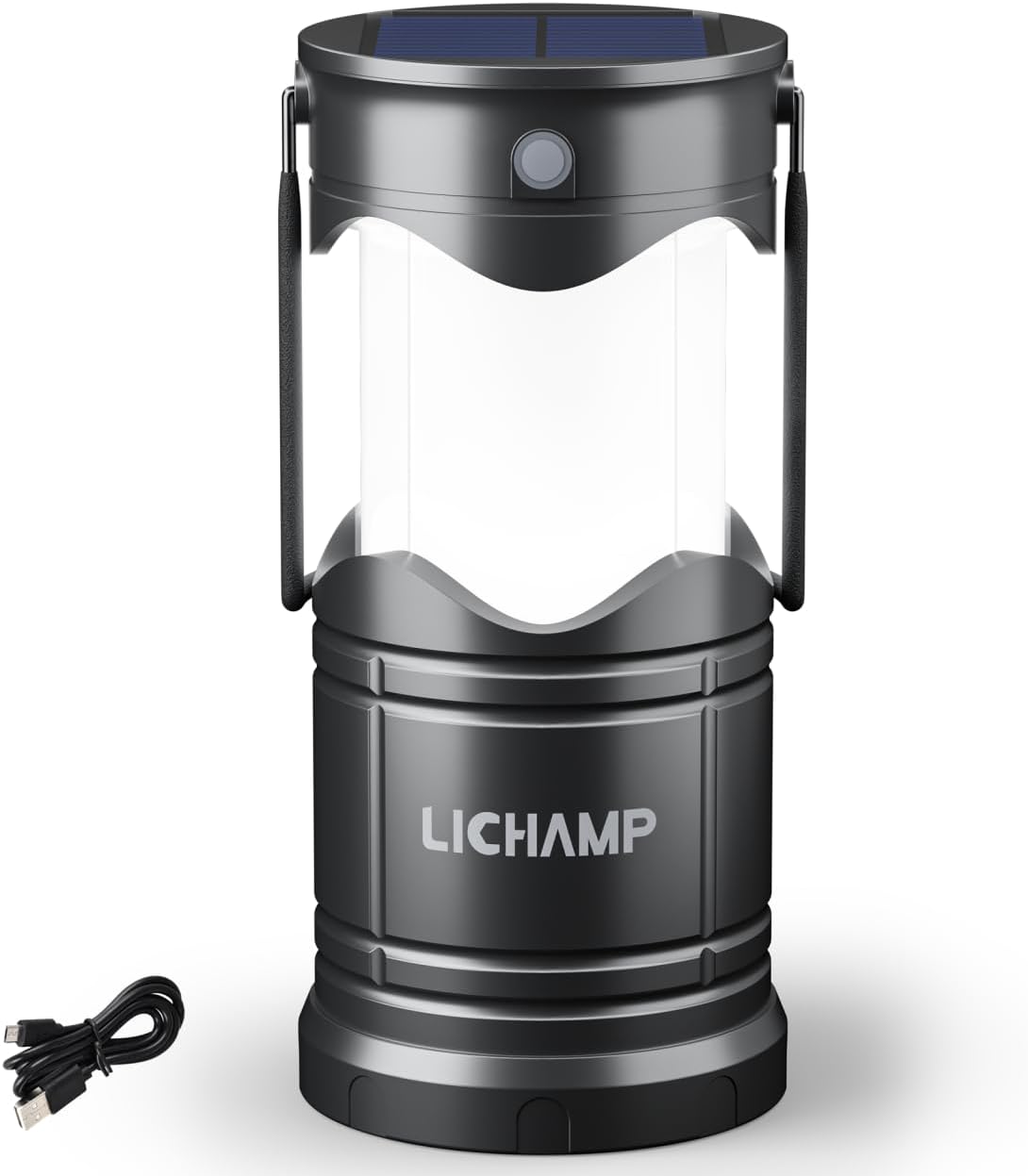 Lichamp 1-Pack Solar Camping Lantern, USB Rechargeable LED Lanterns