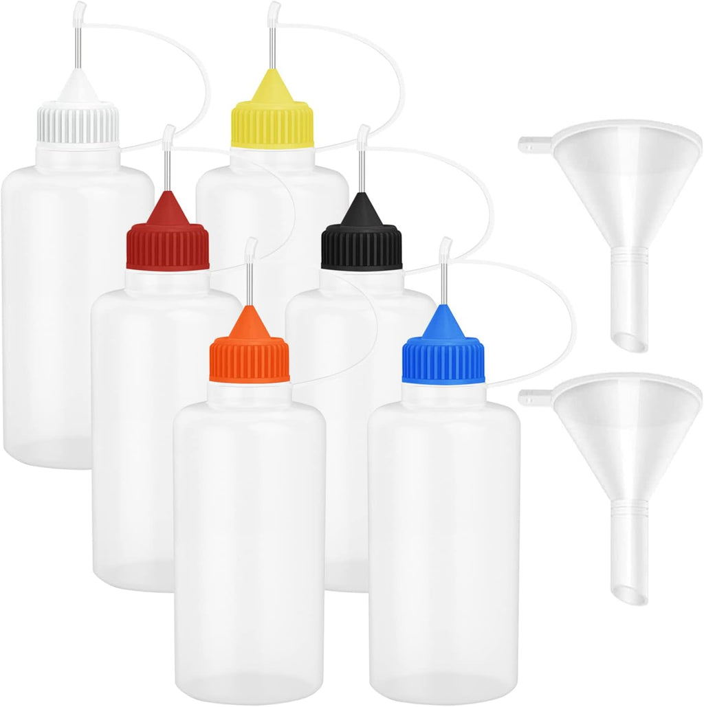 Hulless 12 Pcs 4 Ounce Needle Bottle Plastic Dropper Bottles Multicolor lid