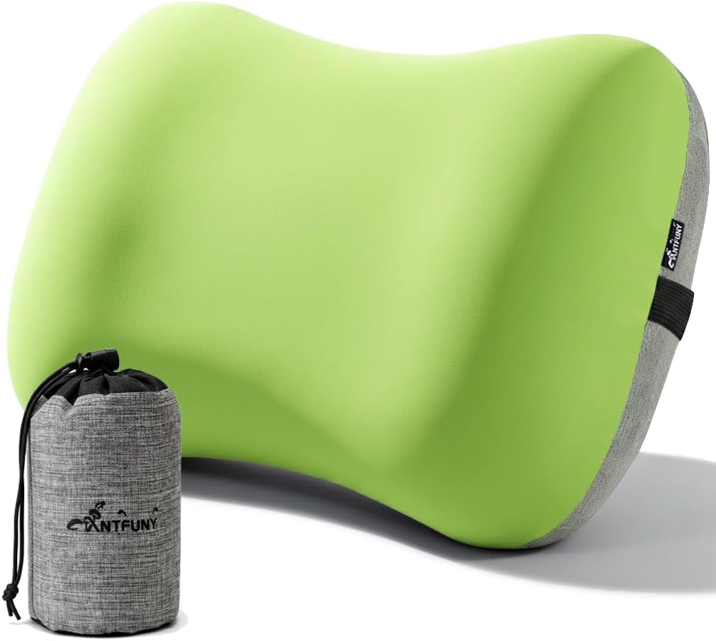 Antfuny Inflatable Neck Pillow for Camping Beach SUV Car Travel Kid Adult Small Portable Air Blow Pop Up Tent Essential Gear for Rock Chair Cot Memory Foam Sleep Pad Bag Bed Hammock Mat Accessories