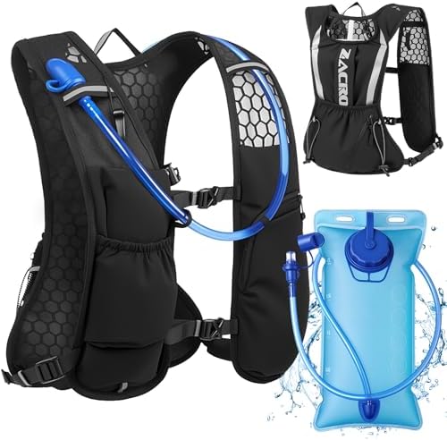 Zacro Running Hydration Vest Backpack, Running Vest with 2L Water Bladder for Men Women, Lightweight Water Backpack for Running, Hiking, Climbing, Camping, Cycling