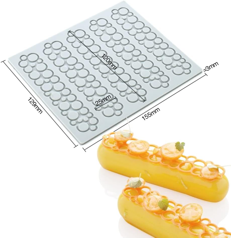 Hollow Leaf Silicone Molds Lover Heart Chocolate Molds Geometry 3D Silicone Mould Chocolate Candy Leaf Mold Sugar Craft Cake Decoration Cupcake Top (D_Circle_6.2 * 5.16 * 0.12inch)