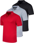 3 Pack Men's Short Sleeve Golf Polo Collared Athletic Tennis Shirt Casual