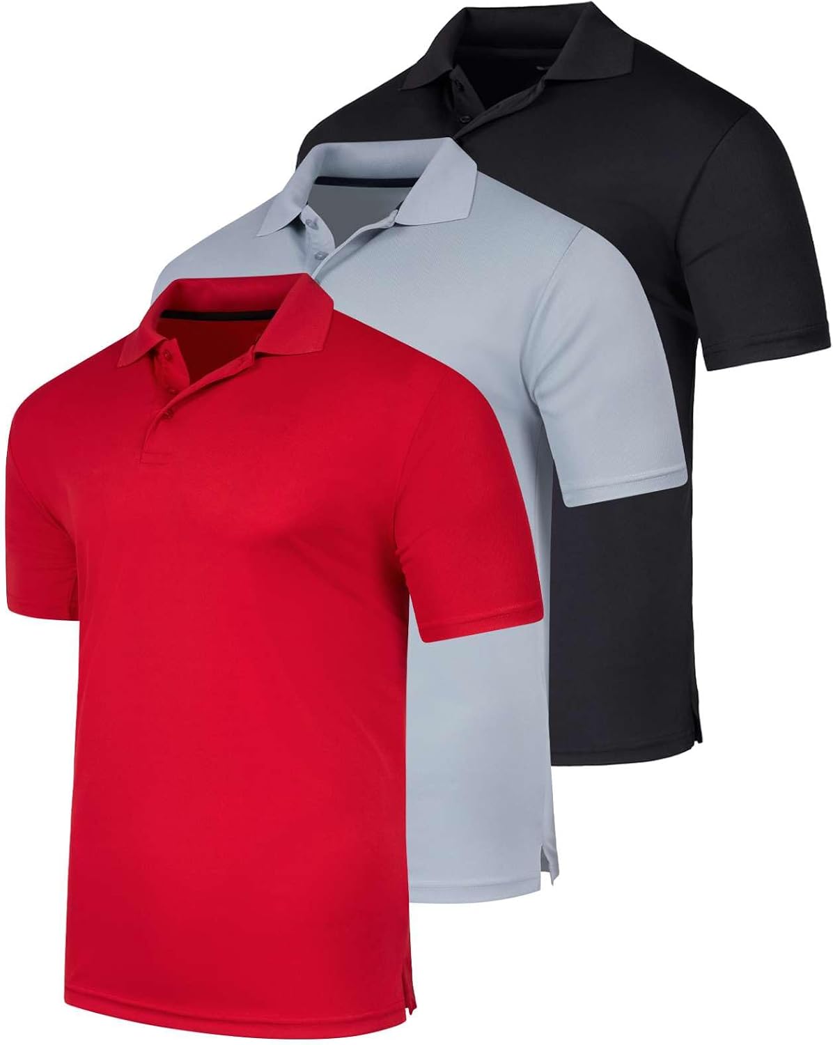 3 Pack Men's Short Sleeve Golf Polo Collared Athletic Tennis Shirt Casual