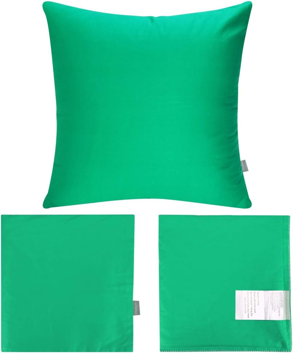 4-Pack 100% Cotton Comfortable Solid Decorative Throw Pillow Case,Thmyo Square Cushion Cover Pillowcase Sublimation Blank Pillow Covers DIY Throw Pillowcase for Sofa(18x18 inch/ 45x45cm,Bright Green)