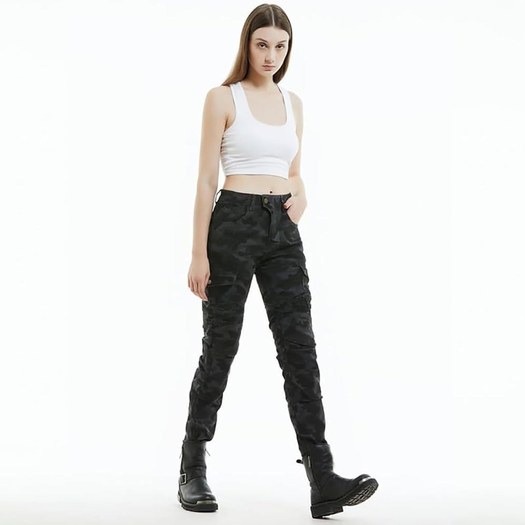 LOMENG Motorcycle Riding Pants Women with CE Level 2 Removable Armor