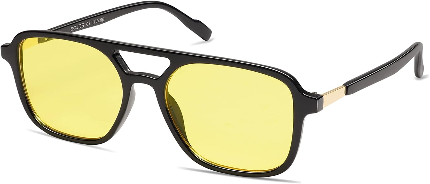 SOJOS Retro Aviator Sunglasses Womens Mens,Trendy Rectangle Shades SJ2202