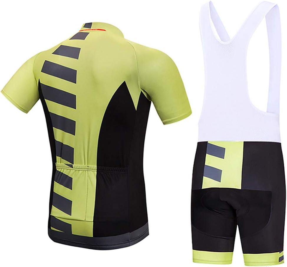 Men's Quick-Dry Cycling Jersey Set Road Bike Bicycle Shirt + Bib Shorts with 9D Gel Pad MTB Riding Clothing Kit
