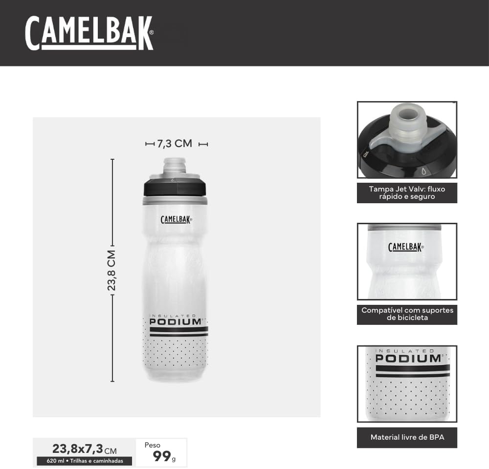 CamelBak Podium Chill Water Bottle 21oz, Black