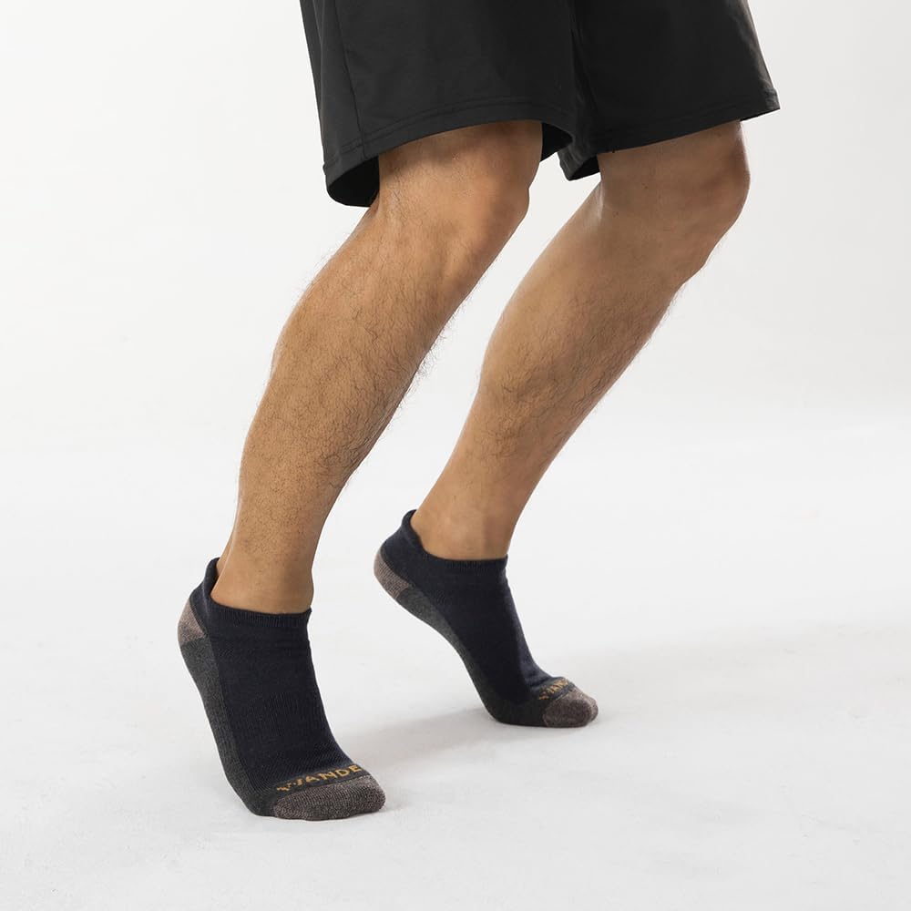 WANDER Merino Wool Ankle Running Hiking Socks Lightweight No Show 3 Pairs