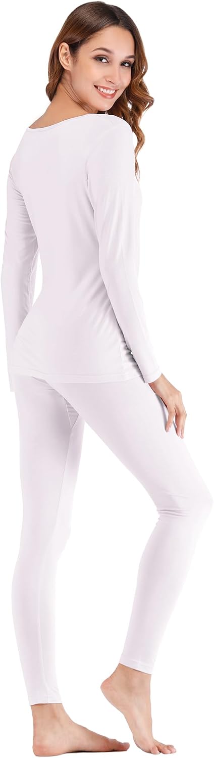 WiWi Soft Underwear for Women Thermal Long Johns Sets Super Warm Base Layer Top Pants Pajamas Set Viscose from Bamboo S-3X