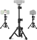 Webcam Tripod Stand Extendable Desktops Tripod for Camera/Phone/Webcam, Desk Tripods Webcam Mount Holder Compatible with Logitech Webcams C925e C922x C922 C930e C930 C920 C615 /iPhone/Ring Light