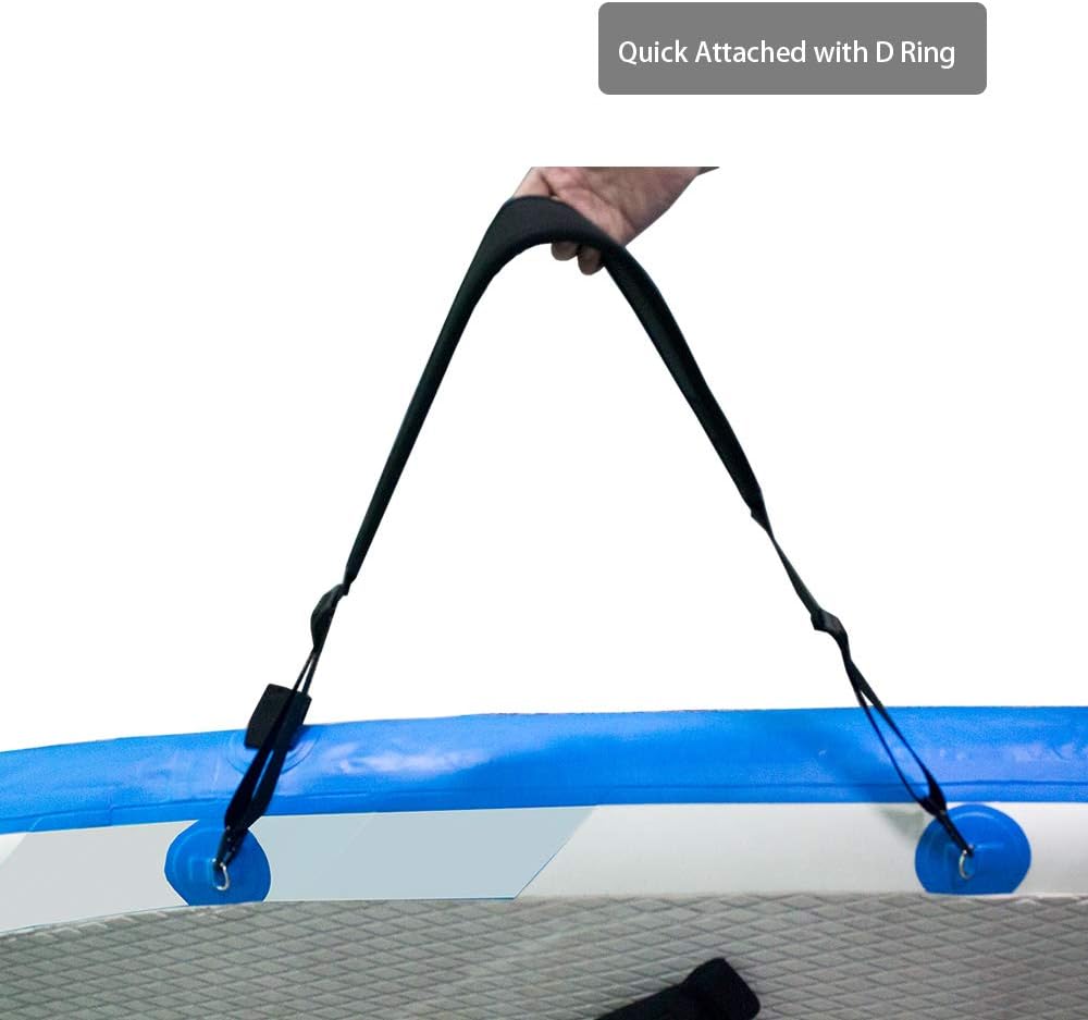 SUP Carrier Shoulder Strap Adjustable Carrying Sling Paded Bag Belt for Surfing and Paddle Board with Metal Hooks Accessories - Black (2)