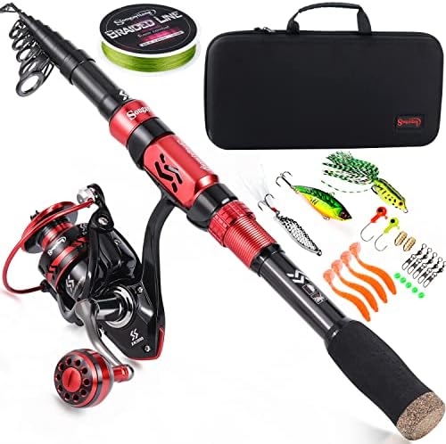 Sougayilang Fishing Rod and Reel Combo Set with Telescopic Fishing Pole Fishing Accessories and Carrier Bag for Saltwater Freshwater-2.4M Rod 3000 Reel with Bag