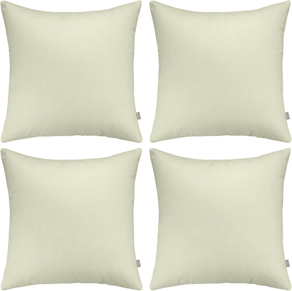 Thmyo 4-Pack 100% Cotton Comfortable Solid Decorative Throw Pillow Case Square Cushion Cover Pillowcase Sublimation Blank Pillow Covers DIY Throw Pillowcase for Sofa(18x18inch/45x45cm,Beige)