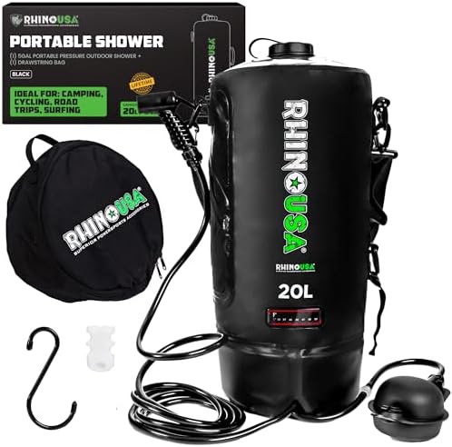 Rhino USA Portable Solar Camp Shower - 5 Gal/20L for Camping & Overlanding