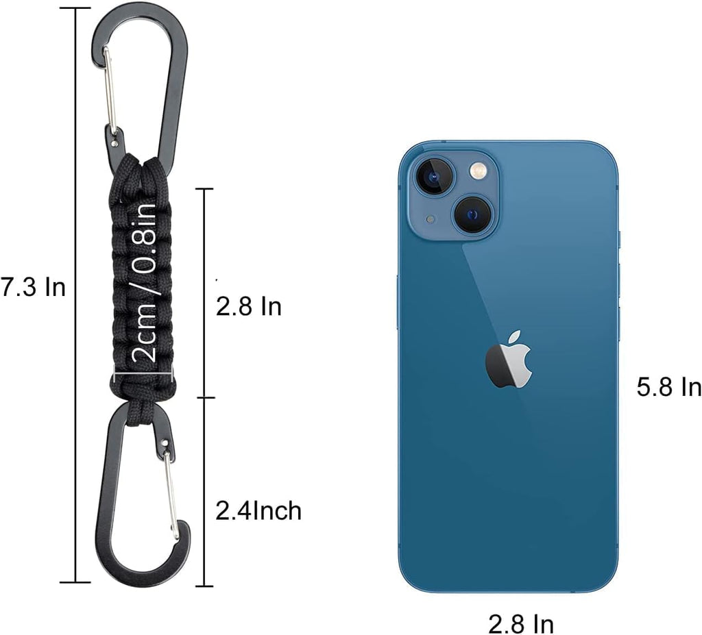BRAVESHINE Paracord Keychain Carabiner Clip | D Ring Hanger Lanyard Hook