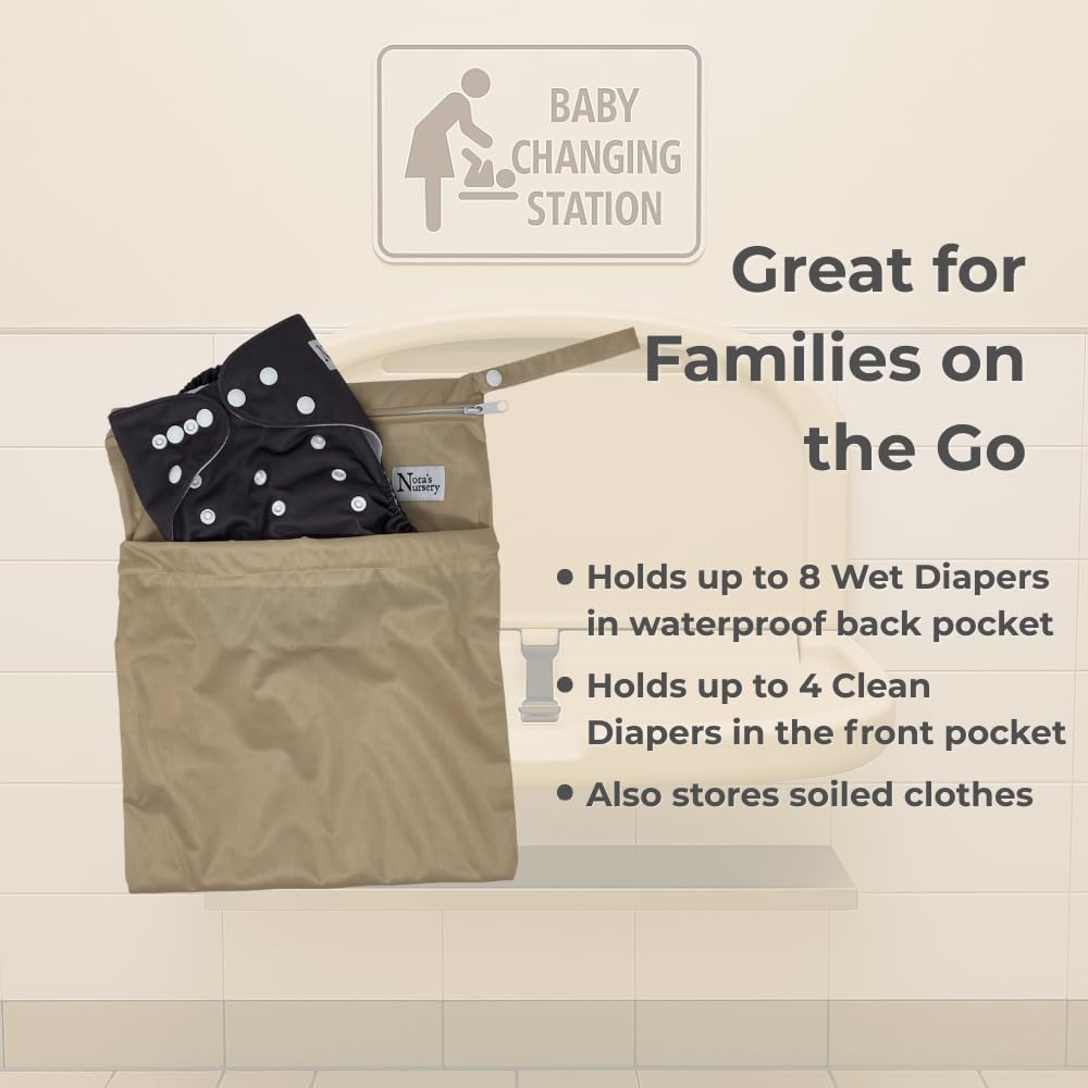Nora's Nursery Wet Dry Bags with Two Zippered Pockets | 11 x 15 | 2 Pack