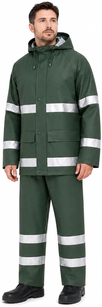Rain Suit For Men & Women Waterproof Heavy Duty Rain Gear Reflective Jacket for Fishing Outdoor Work Raincoats