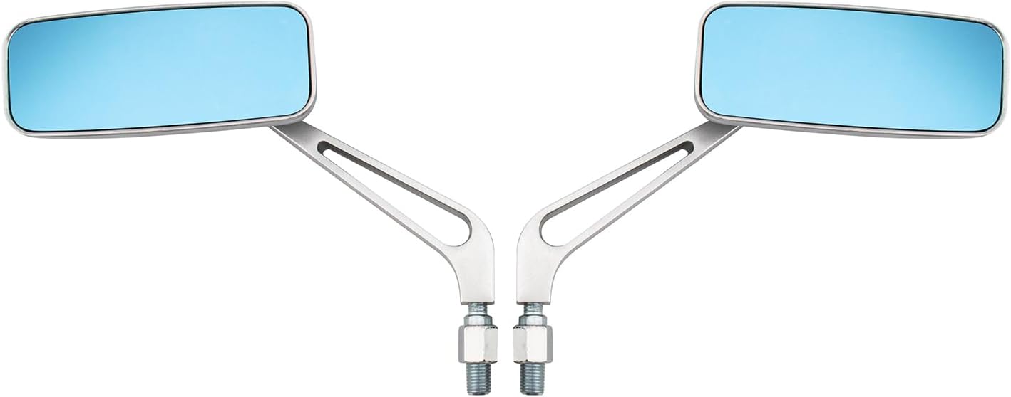 Motorcycle 8mm 10mm Rectangle Rear View Side Mirrors Chrome for Cruiser Chopper Honda Yamaha Suzuki