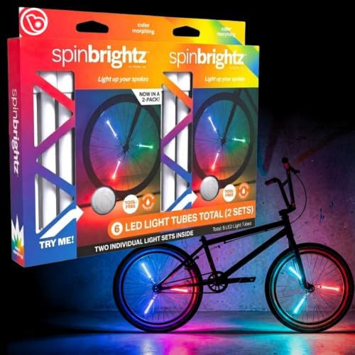 Brightz SpinBrightz LED Bike Spoke Lights, 2-Pack - Bike Wheel Lights for Kids & Adults - Clip-On Bicycle Spoke Light - Weather Resistant - Batteries Included