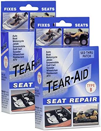 Tear-Aid Vinyl Seat Repair Kit, Type B Clear Patch for Vinyl and Vinyl-Coated Materials, Works On Cars, Motorcycles, Jetski, Boats & More, Blue Box