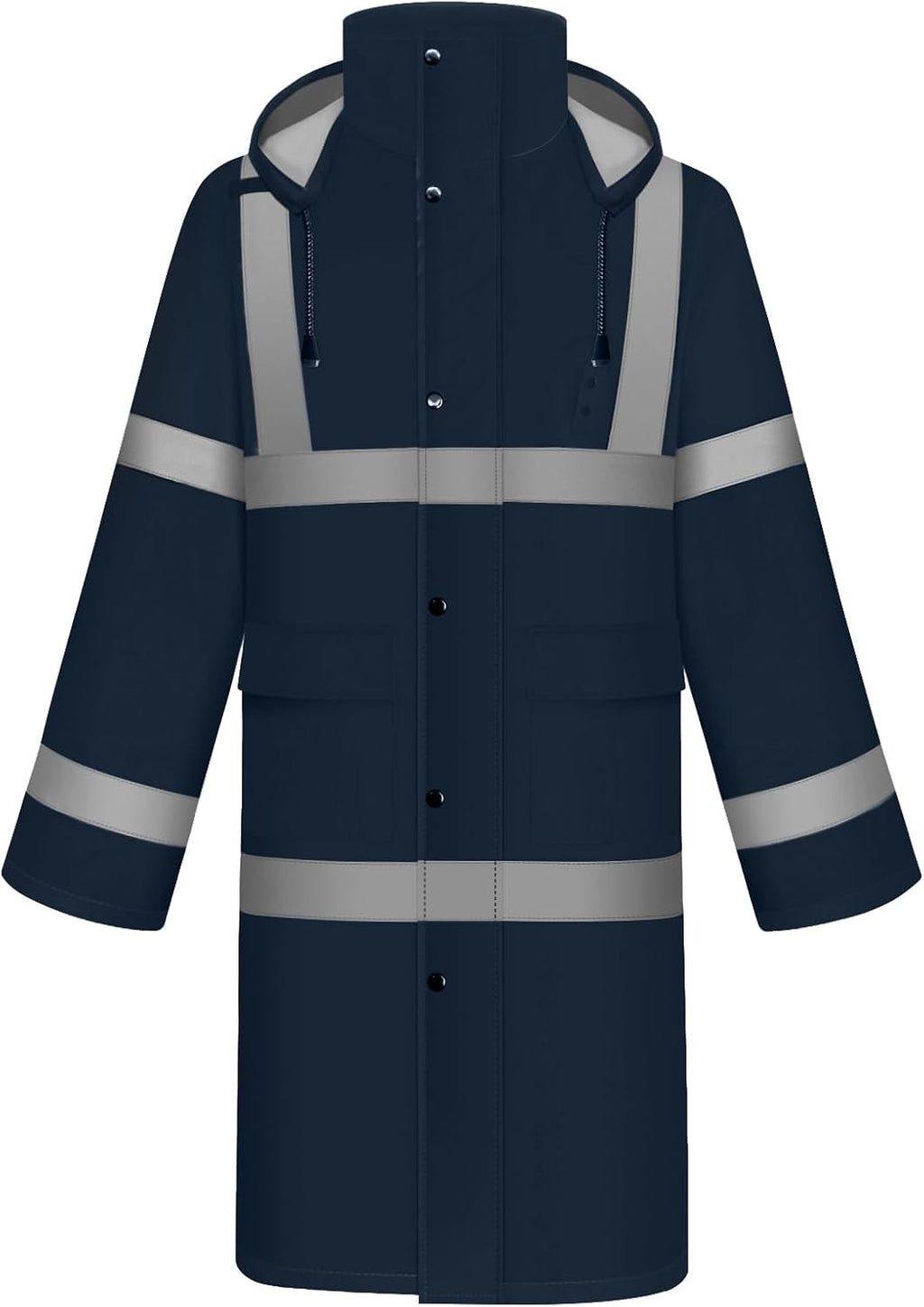 TCCFCCT Rain Jacket Hi Vis Rain Suits Waterproof with Hood, Heavy Duty Long Rain Coats for Work, Safety Rain Gear for Hiking Camping Outdoor Activities, L Navy Blue