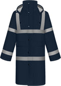TCCFCCT Rain Jacket Hi Vis Rain Suits Waterproof with Hood, Heavy Duty Long Rain Coats for Work, Safety Rain Gear for Hiking Camping Outdoor Activities, L Navy Blue