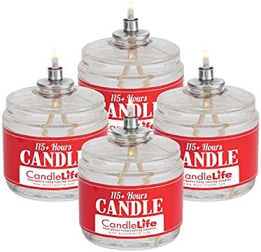 Candlelife Emergency Survival Candle (Set of 4) - 115 Hours Long Lasting Burning Time - Great Source of Light for Blackout, Camping, Fishing and Hunting - Smoke & Odor-Free | Clear Mist