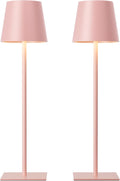 Kakanuo Pink Cordless Rechargeable Table Lamp, 2 Pack Portable Desk Lamp with 5000mAh Battery, Touch Control Stepless Dimming, Wireless Night Light for Dining, Outdoor Camping