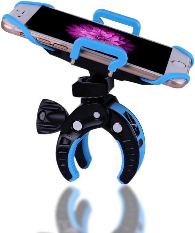 Bike Mount, Bike Phone Mount Motorcycle Baby Carriage Bicycle Cell Phone Holder Cradle with Rubber Strap 360 Degree Rotate for iPhone X,8,7 6s Plus 5s 5SE,Galaxy (Blue)