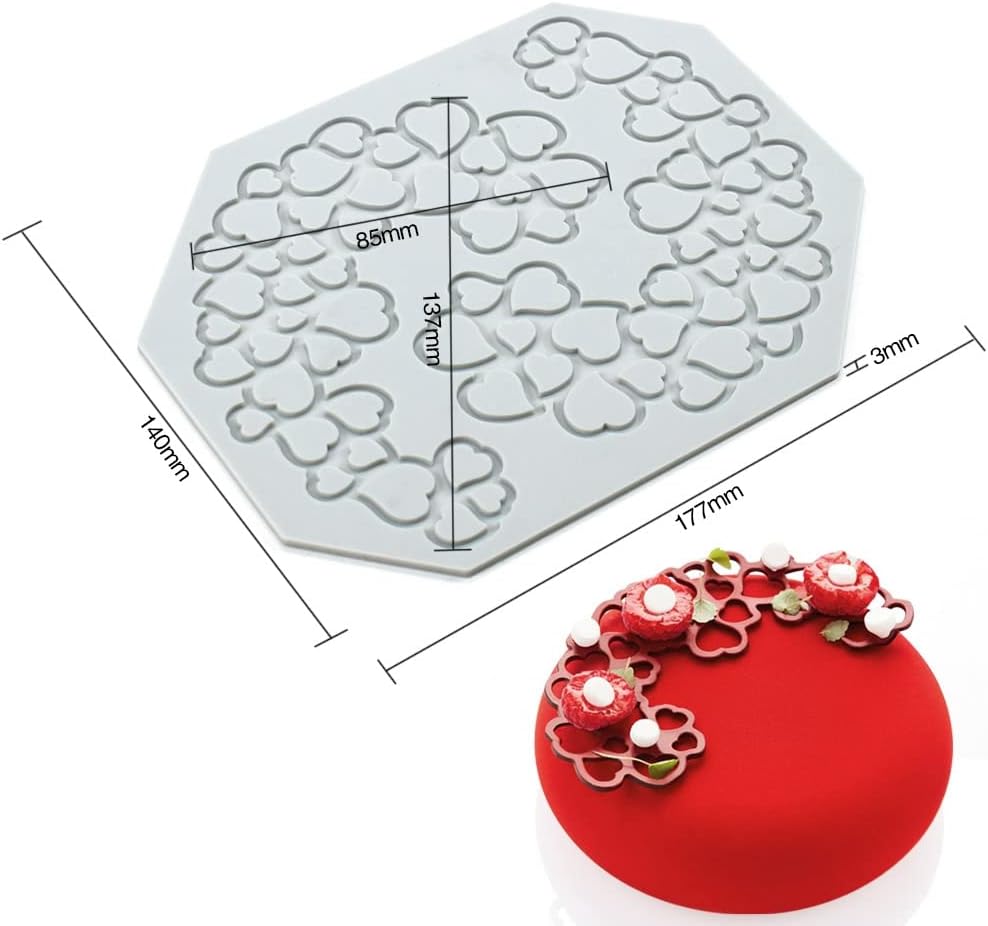 Hollow Leaf Silicone Molds Lover Heart Chocolate Molds Geometry 3D Silicone Mould Chocolate Candy Leaf Mold Sugar Craft Cake Decoration Cupcake Top (I_Heart_7.08 * 5.6 * 0.12inch)