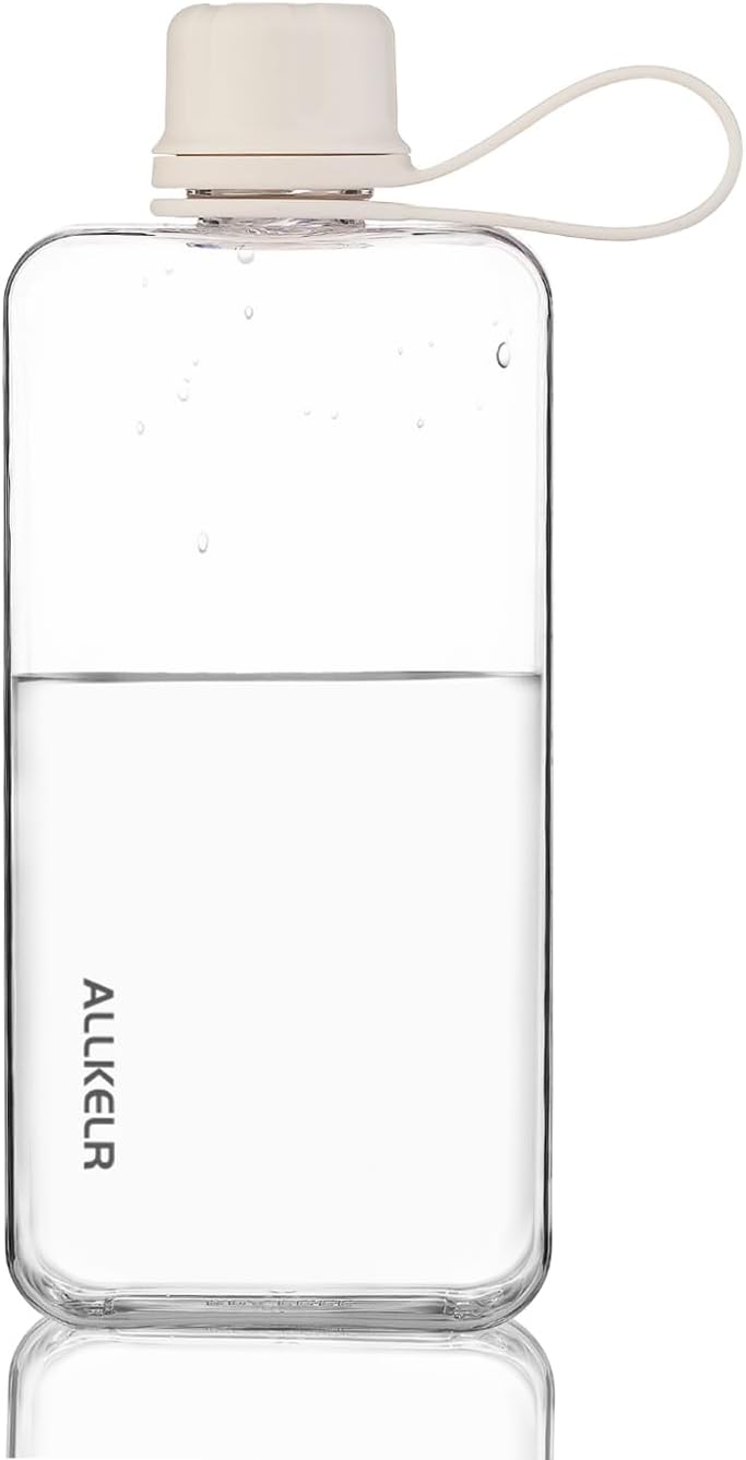 Portable Flat Water Bottle, 13.5 oz, White