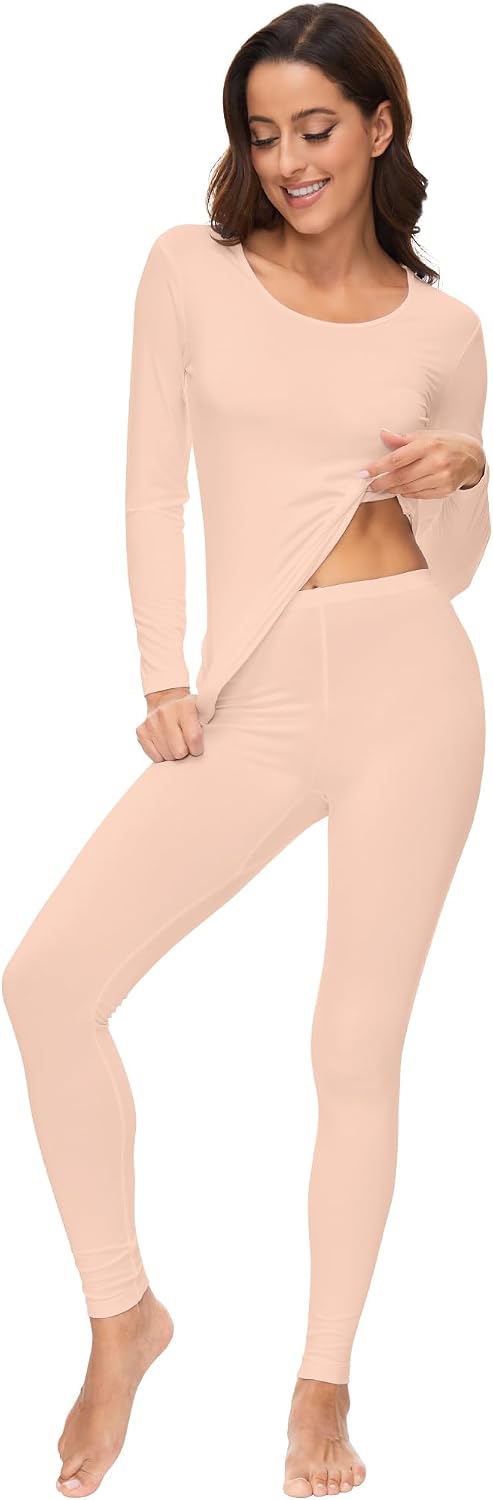 WiWi Soft Underwear for Women Thermal Long Johns Sets Super Warm Base Layer Top Pants Pajamas Set Viscose from Bamboo S-3X