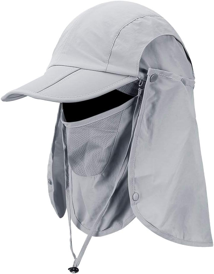 CRISTGEE Foldable Sun Cap, Fishing Hats, UPF 50+ Protection Caps with Face Mask Neck Flap
