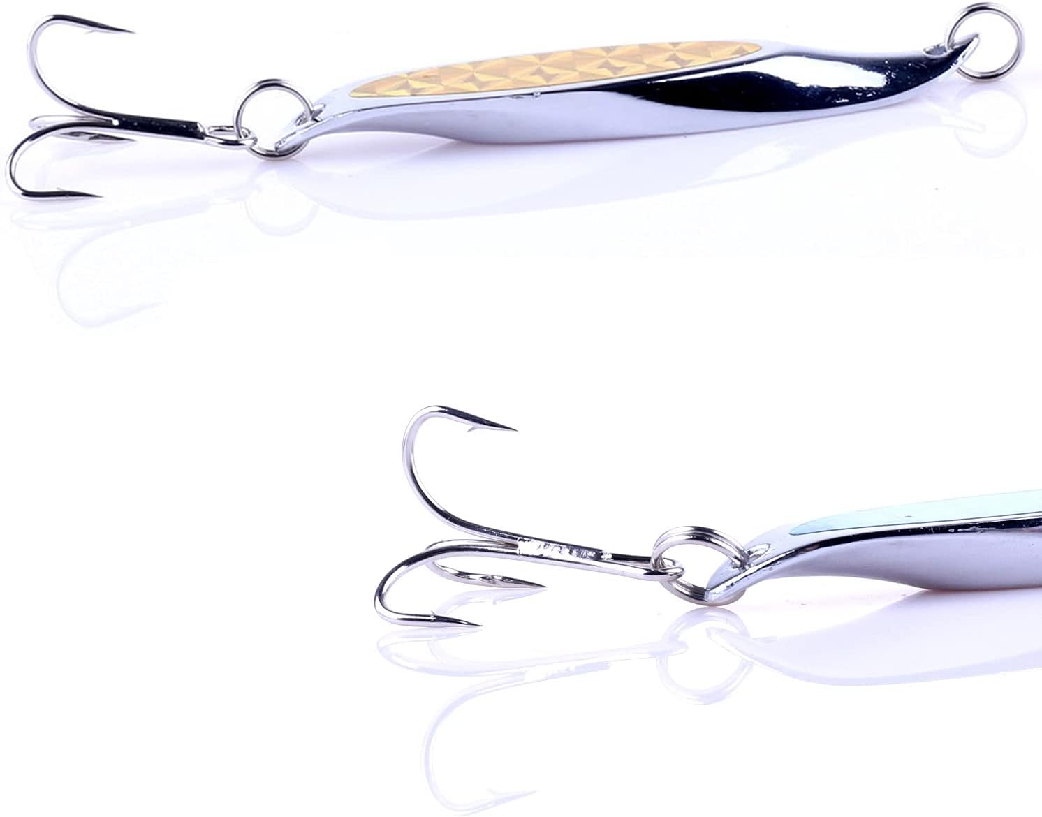Fishing Jigs Saltwater Fishing Lures with Assist Hook Treble Hook, Jigging Lures Slow Vertical Jigs, Fishing Jigs Saltwater for Bass Tuna Salmon Sailfish Trout Grouper Snapper, 5pcs with Box