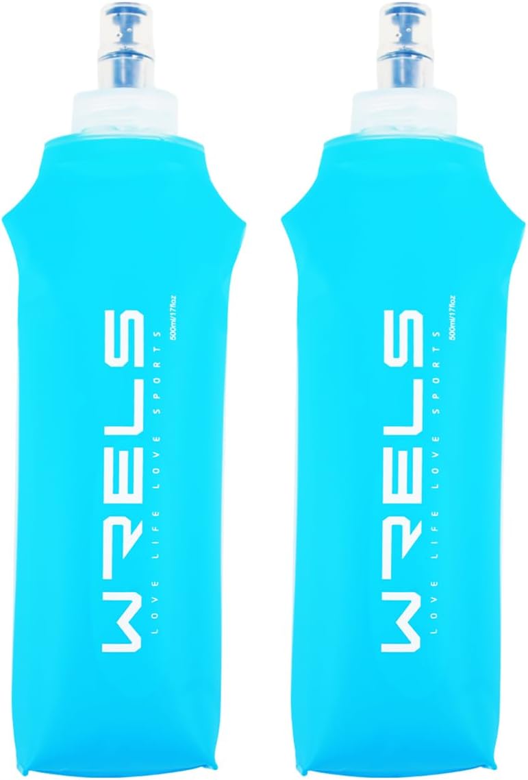 WRELS TPU Soft Flask Lightweight Portable Reusable Water Bottle,BPA Free Collapsible Flask for Hydration Pack in Running Hiking Cycling and Marathon