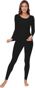 WiWi Soft Underwear for Women Thermal Long Johns Sets Super Warm Base Layer Top Pants Pajamas Set Viscose from Bamboo S-3X