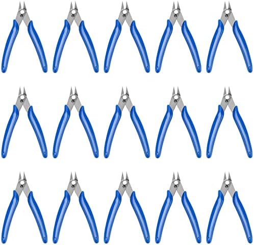 15 Pack 5 Inch Micro Wire Cutters,170 Wire Cutters with Internal Spring Small Side Flush Cut Pliers Precision Flush Cutters for Jewelry Making Professional Tools