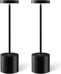 Cordless Table Lamp Set of 2, Rechargeable 5000mAh Battery Operated Outdoor Table Lamps, Portable LED Desk Lamp, 3 Color Dimmable Table Light for Restaurant, Patio, Bedroom, Bedside Night Lamp(Black)