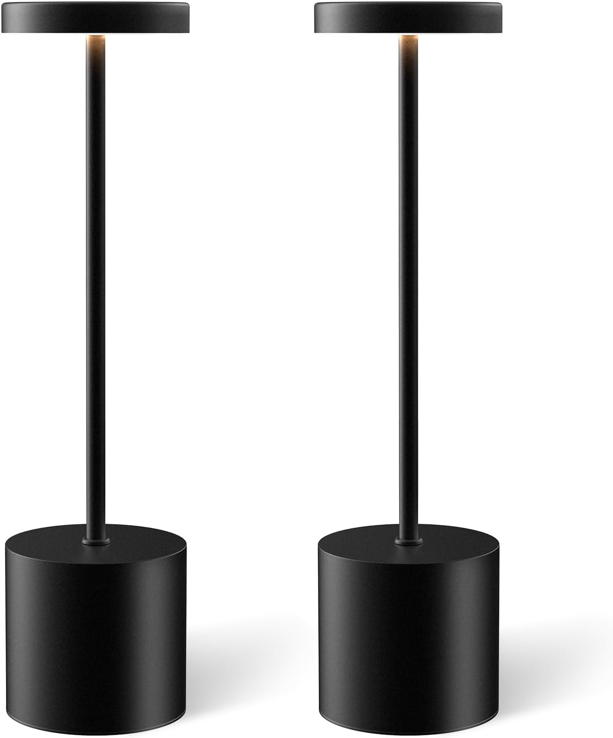 Cordless Table Lamp Set of 2, Rechargeable 5000mAh Battery Operated Outdoor Table Lamps, Portable LED Desk Lamp, 3 Color Dimmable Table Light for Restaurant, Patio, Bedroom, Bedside Night Lamp(Black)
