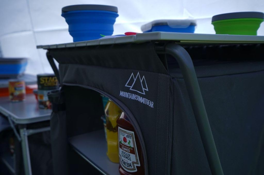 MOUNTAIN SUMMIT GEAR Foldable Roll Top Camping Pantry and Table, Made by Caddis Sports