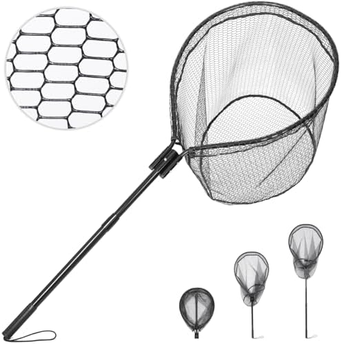 High Strength Large Landing Net, Fishing Net with Long Telescoping Handle