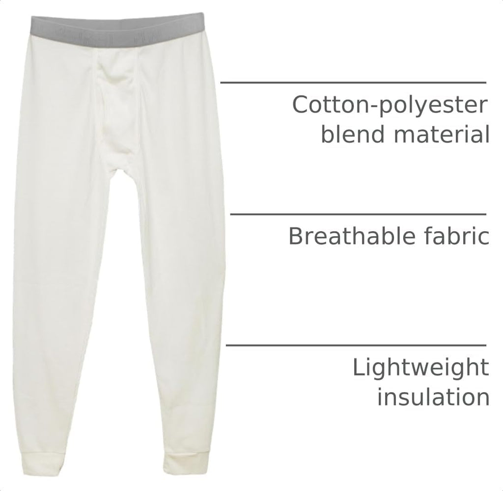 Thermal Underwear Pants for Men Long Johns Cotton Blend Base Layer Waffle Knit Bottoms Classic Cold Weather