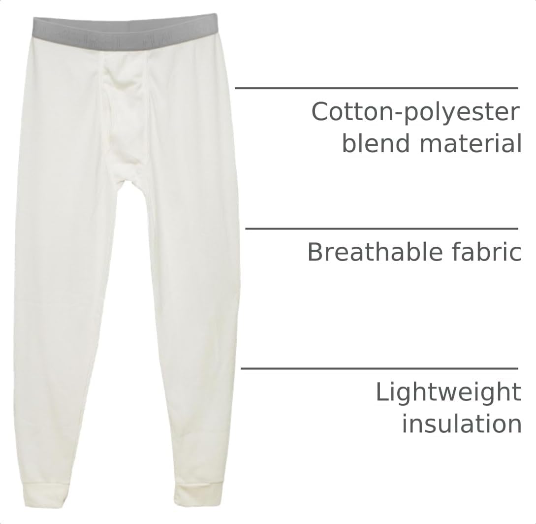 Thermal Underwear Pants for Men Long Johns Cotton Blend Base Layer Waffle Knit Bottoms Classic Cold Weather