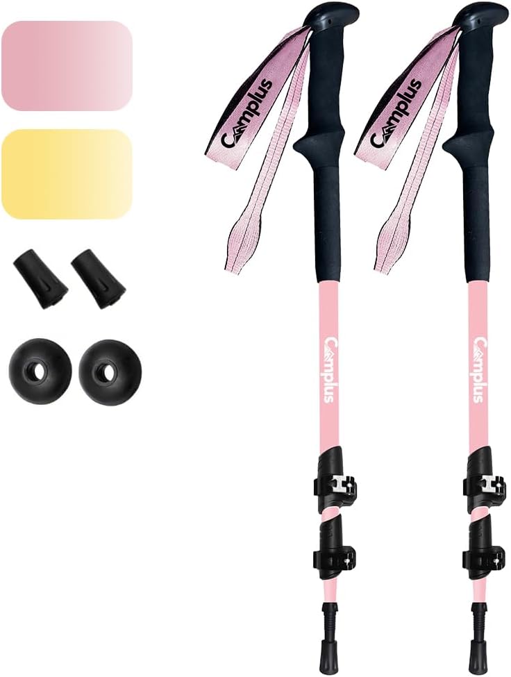 2 Pack Adjustable Hiking Trekking Poles Telescoping Walking Sticks