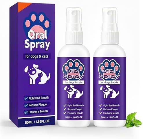 2PCSPet Oral Spray, Pet Breath Freshener Spray Oral Care Cleaner, Pet Oral Care for Dogs & Cats,No-Brush Oral Care Spray,50ML