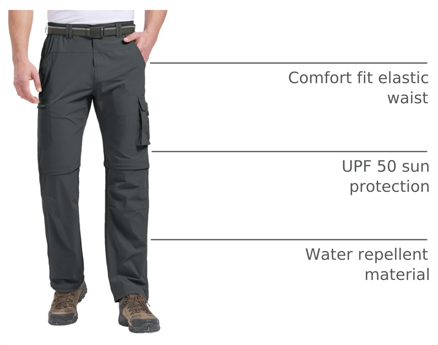 Mens Hiking Pants Convertible Quick Dry Zip Off Fishing Travel Safari Pants