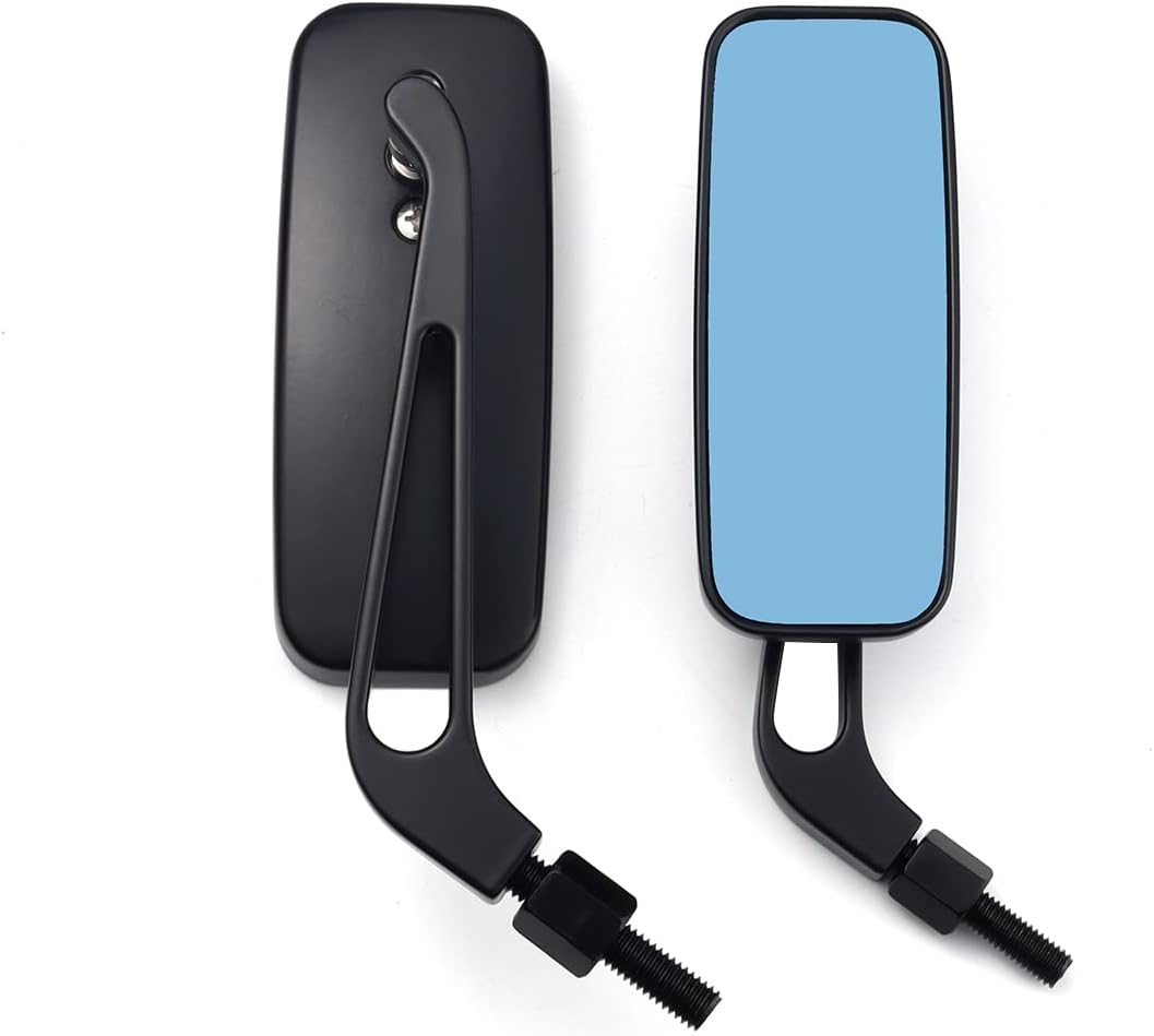 Motorcycle 8mm 10mm Rectangle Rear View Side Mirrors for Cruiser Chopper Honda Yamaha Suzuki-Black (black)